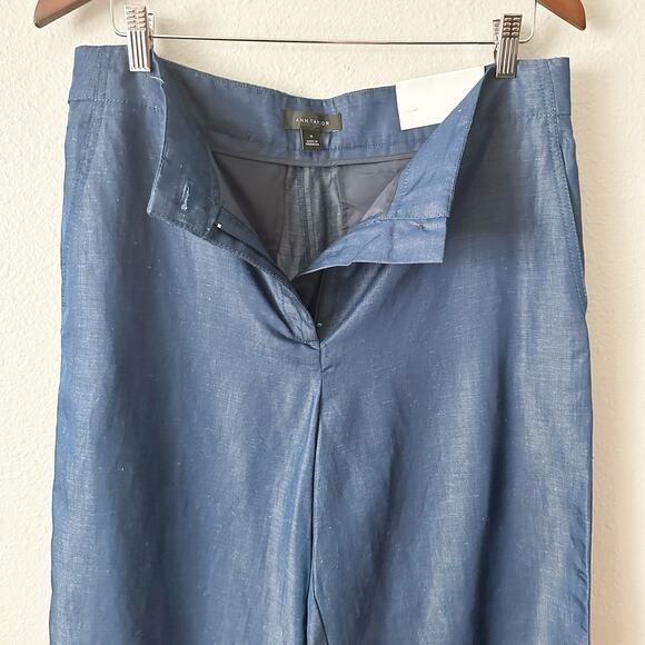 Ann Taylor Tencel Linen Chambray High Rise Wide Leg Crop Pants Women’s Size 10 - Picture 8 of 13